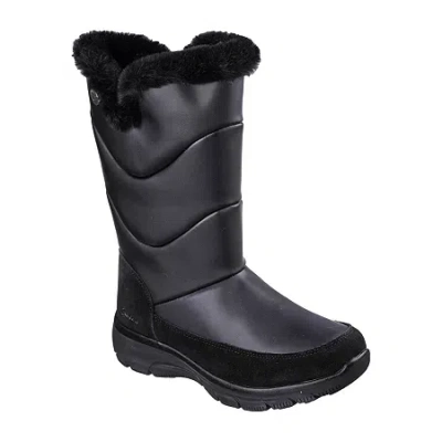Skechers Womens Easy Going Snow Chillin Waterproof Flat Heel Snow Boots In Black