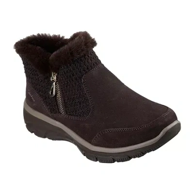Skechers Womens Easy Going Gentle Fall Flat Heel Booties In Brown