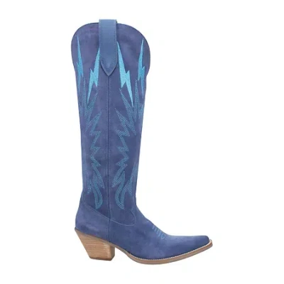 Dingo Womens Thunder Road Stacked Heel Cowboy Boots In Blue