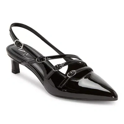 Worthington Sedrick Womens Pointed Closed Toe Kitten Heel Pumps In Black