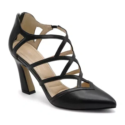 Adrienne Vittadini Nali Womens Pointed Closed Toe Flared Heel Pumps In Black