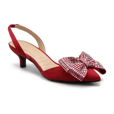 Adrienne Vittadini Soroya Womens Pointed Closed Toe Kitten Heel Pumps In Red