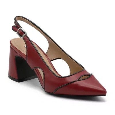 Charles David Anstead Womens Pointed Closed Toe Block Heel Pumps In Burgundy