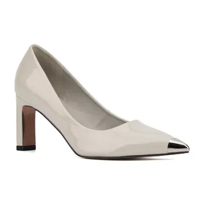 Torgeis Ivonne Womens Pointed Closed Toe Block Heel Pumps In Gray