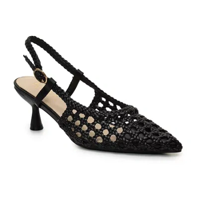 Nicole Miller Knotty Womens Pointed Closed Toe Kitten Heel Pumps In Black