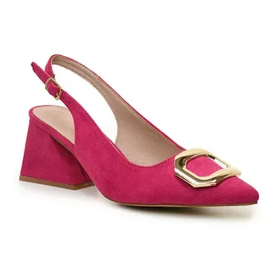 Nicole Miller Melrose Womens Pointed Closed Toe Block Heel Pumps In Pink