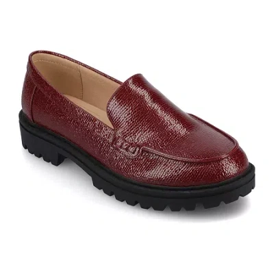 Journee Collection Erika Womens Moc Closed Toe Loafers In Burgundy