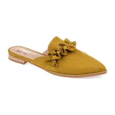 Journee Collection Kessie Womens Pointed Mules In Yellow