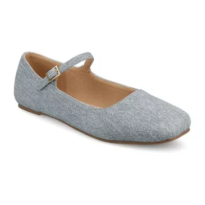 Journee Collection Womens Square Closed Toe Ballet Flats In Blue
