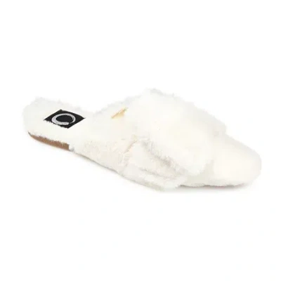 Journee Collection Eara Womens Slip-on Slippers In White