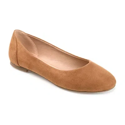 Journee Collection Kavn Womens Round Ballet Flats In Brown