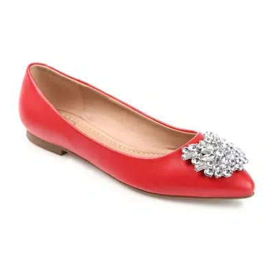 Journee Collection Renzo Womens Pointed Ballet Flats In Red