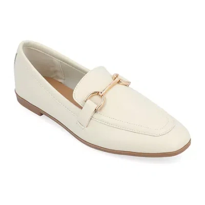 Journee Collection Mizza Womens Square Closed Toe Loafers In White