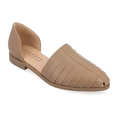 Journee Collection Anyah Womens Pointed Ballet Flats In Brown