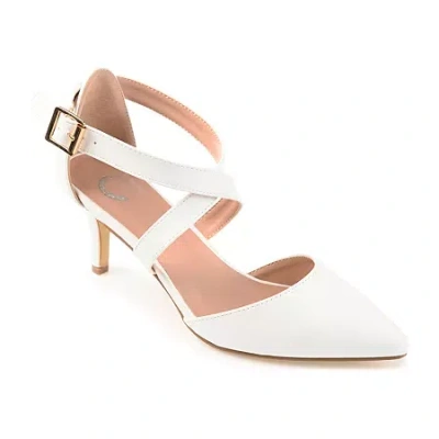 Journee Collection Womens Riva Strap Pumps In White
