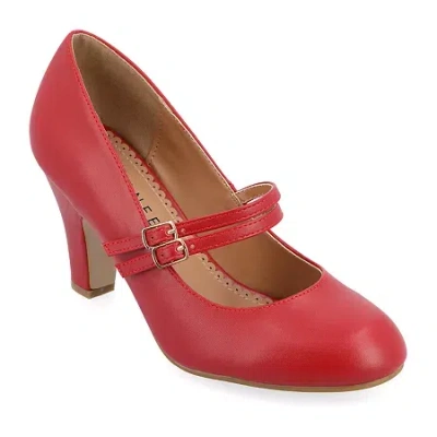 Journee Collection Windy Womens Round Closed Toe Cone Heel Pumps In Red