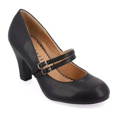Journee Collection Windy Womens Round Closed Toe Cone Heel Pumps In Black