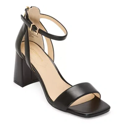 Liz Claiborne Harnie Womens Round Open Toe Block Heel Pumps In Black