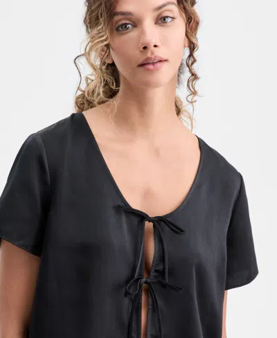 Macy's State Of Day Women's 2-piece Short-sleeve Top And Pants Pajama Set,  Exclusive In Black