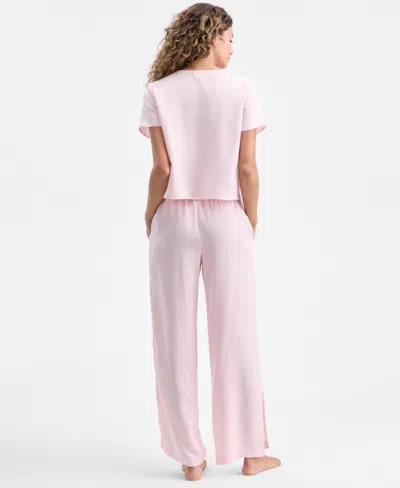 Macy's State Of Day Women's 2-piece Short-sleeve Top And Pants Pajama Set,  Exclusive In Pink