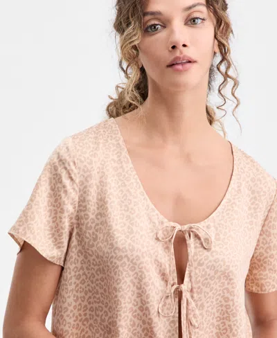 Macy's State Of Day Women's 2-piece Short-sleeve Top And Pants Pajama Set,  Exclusive In Brown