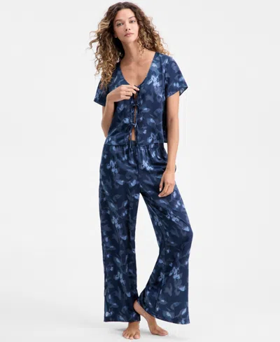 Macy's State Of Day Women's 2-piece Short-sleeve Top And Pants Pajama Set,  Exclusive In Multi
