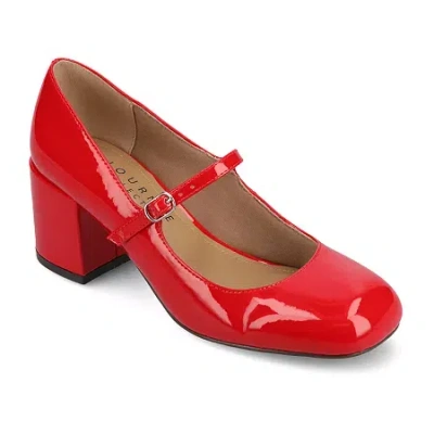 Journee Collection Okenna Womens Square Closed Toe Block Heel Pumps In Red