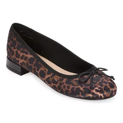 Liz Claiborne Cecil Womens Round Closed Toe Ballet Flats In Brown