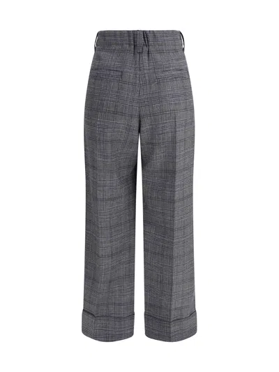 Brunello Cucinelli Women Prince Of Wales Patterned Pants In Gray