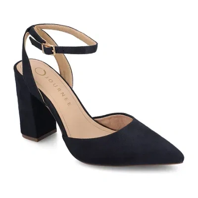 Journee Collection Tyyra Womens Pointed Block Heel Pumps In Black