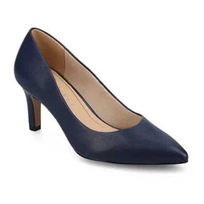 Journee Collection Scylee Womens Pointed Stiletto Heel Pumps In Blue
