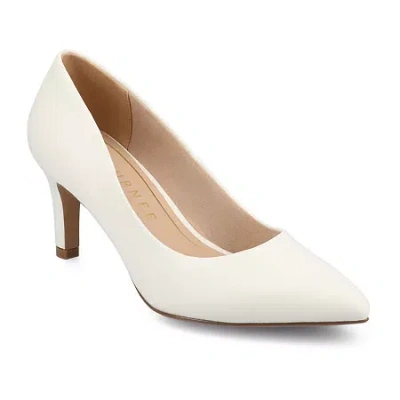Journee Collection Scylee Womens Pointed Stiletto Heel Pumps In White