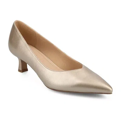 Journee Collection Pammie Womens Pointed Kitten Heel Pumps In Neutral