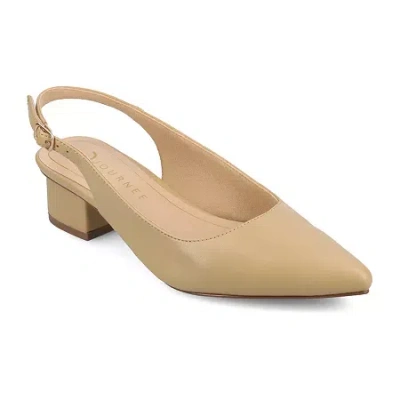 Journee Collection Sylvia Womens Pointed Block Heel Pumps In Brown