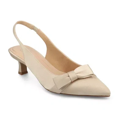 Journee Collection Paloma Womens Pointed Kitten Heel Pumps In Neutral