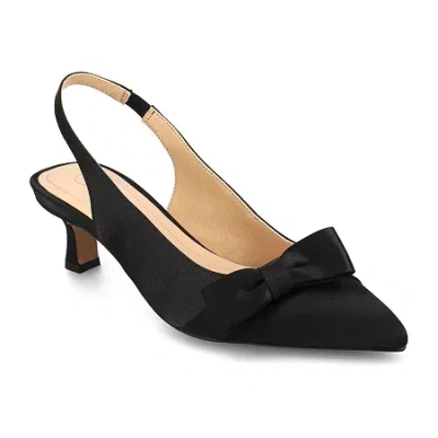 Journee Collection Paloma Womens Pointed Kitten Heel Pumps In Black