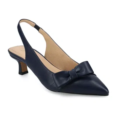 Journee Collection Paloma Womens Pointed Kitten Heel Pumps In Blue