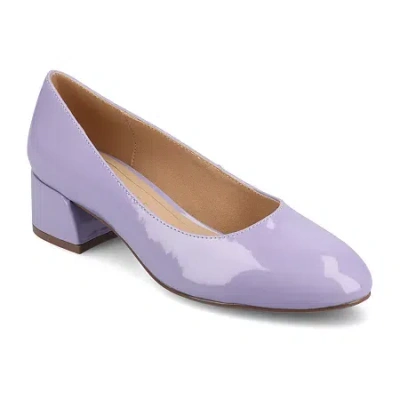 Journee Collection Saarii Womens Round Closed Toe Block Heel Pumps In Purple