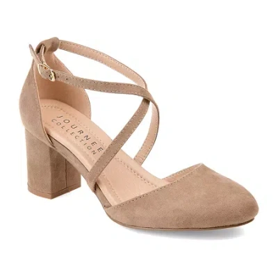 Journee Collection Foster Womens Pointed Closed Toe Block Heel Pumps In Brown