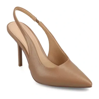 Journee Collection Elenney Womens Pointed Closed Toe Stiletto Heel Pumps In Brown