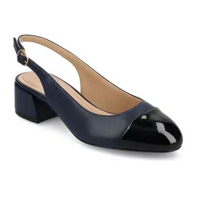 Journee Collection Sammie Womens Cap Closed Toe Flat Heel Pumps In Blue