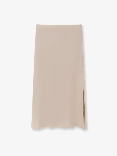 Brunello Cucinelli Women Satin Skirt In Neutral