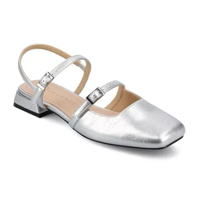 Journee Collection Gretchenn Womens Square Closed Toe Mary Jane Shoes In Silver