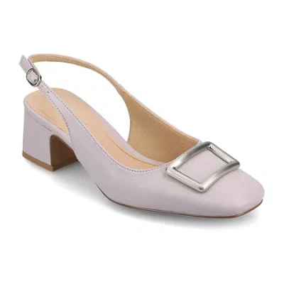 Journee Collection Everlee Womens Square Block Heel Pumps In Purple