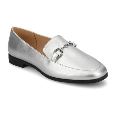 Journee Collection Lacie Womens Moc Closed Toe Loafers In Silver