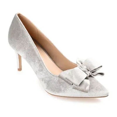 Journee Collection Crystol Womens Pointed Closed Toe Stiletto Heel Pumps In Gray