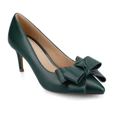 Journee Collection Crystol Womens Pointed Closed Toe Stiletto Heel Pumps In Green