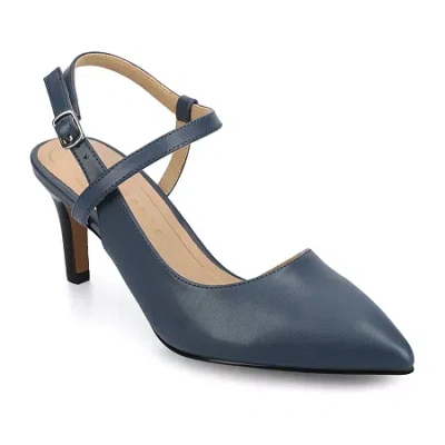 Journee Collection Scipio Womens Pointed Closed Toe Stiletto Heel Pumps In Blue