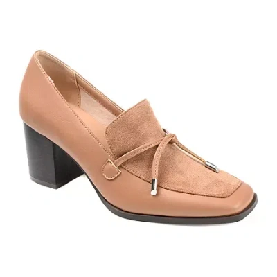 Journee Collection Crawford Womens Square Stacked Heel Pumps In Nude