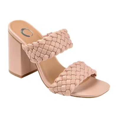 Journee Collection Melissa Womens Round Open Toe Block Heel Pumps In Pink